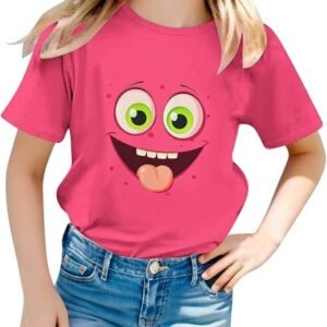 Baby Boys Girls Shirts Summer Casual Pullover Funny Game Printed Short Sleeved Round Neck Cute Blouse Top