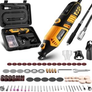 DEKOPRO Rotary Tool Power Hand Rotary Tools Kit with 6 Variable Speed 127pcs Accessories 8000~35000RPM Mini Rotary Tool with 1.8M Flex Shaft and Carrying Case, for Grinding Carving Polishing