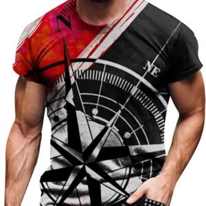 Gradient Shirts Men Short Sleeve Floral Print T-Shirts Summer Fashion Vintage Round Neck T Shirts