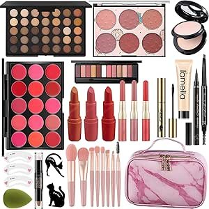 MISS ROSE M All In One Makeup Kit, Makeup Kit for Women Full Kit,Multipurpose Women's Cosmetics Set,Beginners and Professionals Alike,Easy to Carry(DLS-Pink)