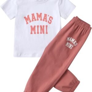Infant Baby Girls Clothes Outfit Toddler Little Kids Mama's Mini Short Sleeve T-shirt Pants Clothing Set