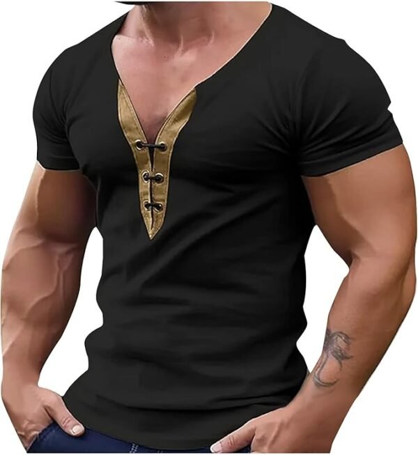 Mens Workout Tops Light V Neck Short Sleeve T Shirts Solid Color Casual Fashion Shirts Gym Athletic Muscle Tees