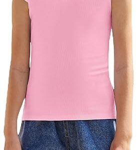 Flypigs Girls T Shirts Ruffle Sleeve Summer Casual Ribbed Knit Crewneck Tee Tops Blouses