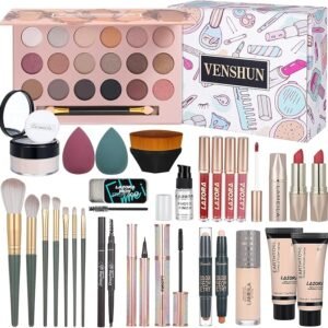 All in One Makeup Kit for Women Full Set Girl Makeup Essentials Set Includes Foundation 18 Color Eyeshadow Palette Lipstick Eyebrow Pencil