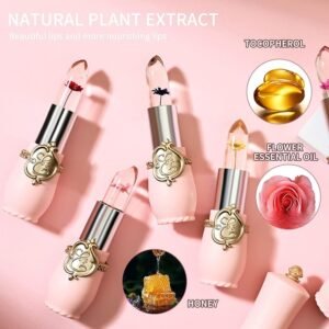 6 Pcs/Set Flower Jelly Lipstick Set Temperature Change Moisturizer Long Lasting Nutritious Balm Magic Color Change Lip Gloss (Color Changing Lipstick Set B)