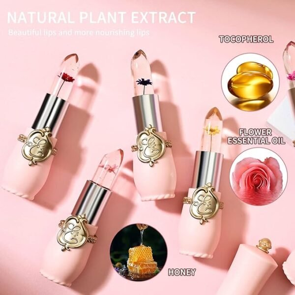 6 Pcs/Set Flower Jelly Lipstick Set Temperature Change Moisturizer Long Lasting Nutritious Balm Magic Color Change Lip Gloss (Color Changing Lipstick Set B)