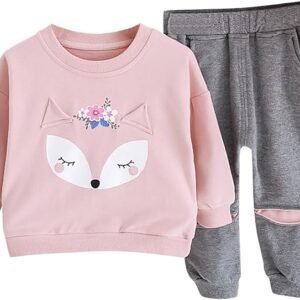 Girl Animal Print Outfit Solid Long Sleeve Tops Ripped Elastic Pants Infant Casual Cute Infant Outfit Girl