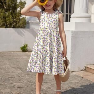 Arshiner Toddler Summer Dress Little Girls Casual Beach Party Bowknot Sling Sundress with Pocket