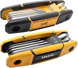 MULWARK 17pcs Folding Allen Wrench Set | Metric & Standard SAE - Key Tool 2 Pack Portable Hex for Basic Home Repair and General Applications