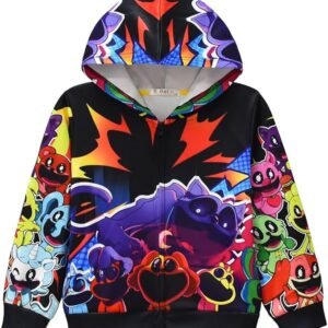 YMXSMTJ Kids Boys' Fashion Hoodies Game Cartoon Zipper Pullover Long Sleeved 3D Clothing Girls Hoodie 5-12Years