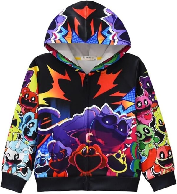 YMXSMTJ Kids Boys' Fashion Hoodies Game Cartoon Zipper Pullover Long Sleeved 3D Clothing Girls Hoodie 5-12Years