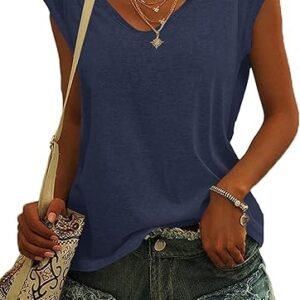 AUSELILY Womens Tops Summer Cap Sleeve T-Shirt Loose Fit Tank Tops