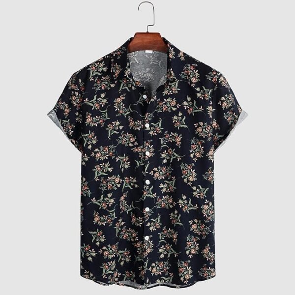 Men's Casual Button Down Shirts Short Sleeve Cotton Summer Beach Wedding with Pocket 2024 Men Gentlemans Business, Black, X-Large