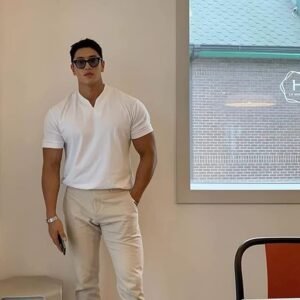 Men Gentlemans Business Short Sleeve Fitness T Shirt,Men's Business Shirts V-Neck Slim Fit Cotton T-Shirts