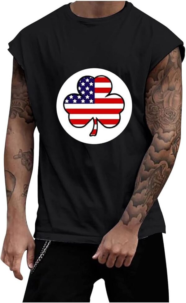 Vifucz Men Love Printed Sweater Vests Sports T-Shirts Round Neck Loose Vests T-Shirts