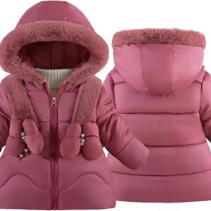 Happy Cherry Toddler Girls Winter Puffer Jacket Fur Lined Down Hooded Coat Thick Windproof Outwear