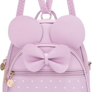 Girls Bowknot Polka Dot Cute Mini Backpack Small Daypacks Convertible Shoulder Bag Purse for Women
