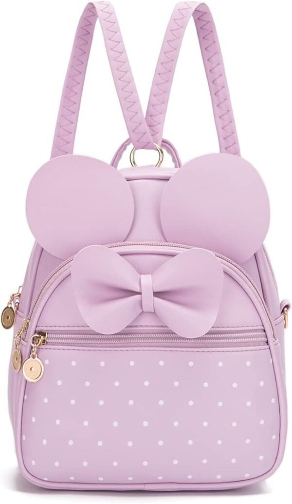 Girls Bowknot Polka Dot Cute Mini Backpack Small Daypacks Convertible Shoulder Bag Purse for Women