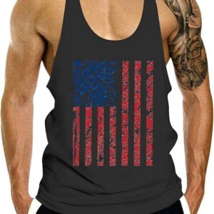 Vifucz Men's Independence Day Camouflage Vest Sleeveless Round Neck Tunic Waistcoat Flag
