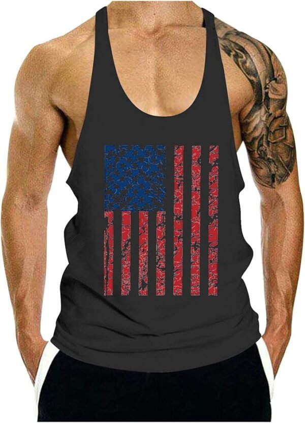 Vifucz Men's Independence Day Camouflage Vest Sleeveless Round Neck Tunic Waistcoat Flag