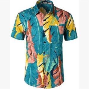 Men's Hawaiian Beach Shirt - Floral Plant Banana Leaf Shirts Tops Casual Short Sleeve Summer Holiday Vacation Plus Size Blouse for Men Gentleman Top Clothes,A,Small