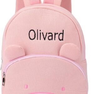 OXYEFEI Personalized Toddler Backpack with Name,Coustom Cute Bear kids School Backpack for Girls Boys Daycare Backpack