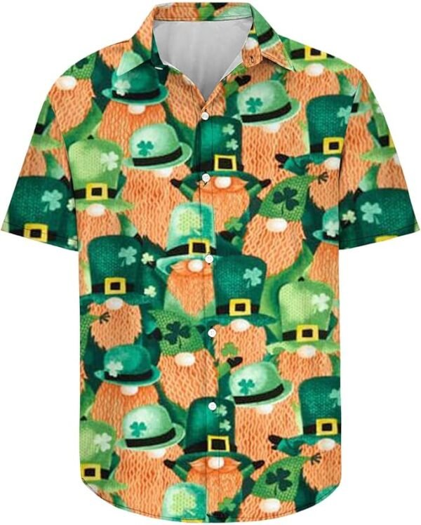 Vifucz Men's Button Down Shirts Pocket Blouse St. Patrick's Day Print Top Turndown Short Sleeve T-Shirt Tunic