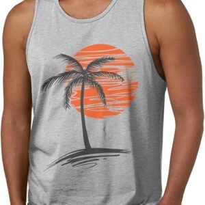Waldeal Mens Casual Palm Tree Sleeveless Beach Tank Tops Cool Fitness Shirt Size S-3XL