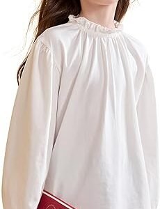 maoo garden Girls Ruffles Long Sleeve T-Shirt Stretch Tops Lightweight Spring Summer Shirt