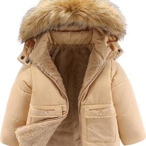 M2C Girls Fleece Lined Cotton Padded Puffer Jacket with Faux Fur Trim