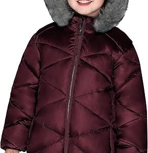 SOLOCOTE Girls Winter Coats Hooded Sherpa Lined Lightweight Jacket Thick Warm Puffy Waterproof Windproof Cotton Shiny Jackets