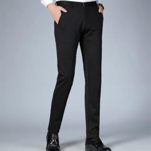 Men's Ice Silk Suit Pants, Gentleman Non-Ironing Anti-Wrinkle Summer Straight Business Dress Pant Trousers