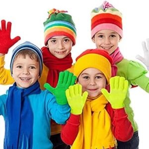 6 Pairs Kids Knit Gloves - Children Stretchy Winter Gloves Warm Magic Solid Colors Mittens for Boys Girls 6 to 17 Age