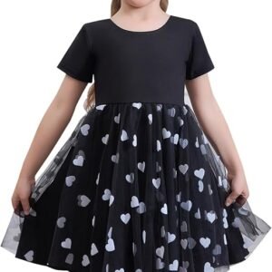 SNLEOPD Toddler Girls Summer Dress Short Sleeve Casual Dresses Cotton Girls Dress Kneelength Dress Age 2-13