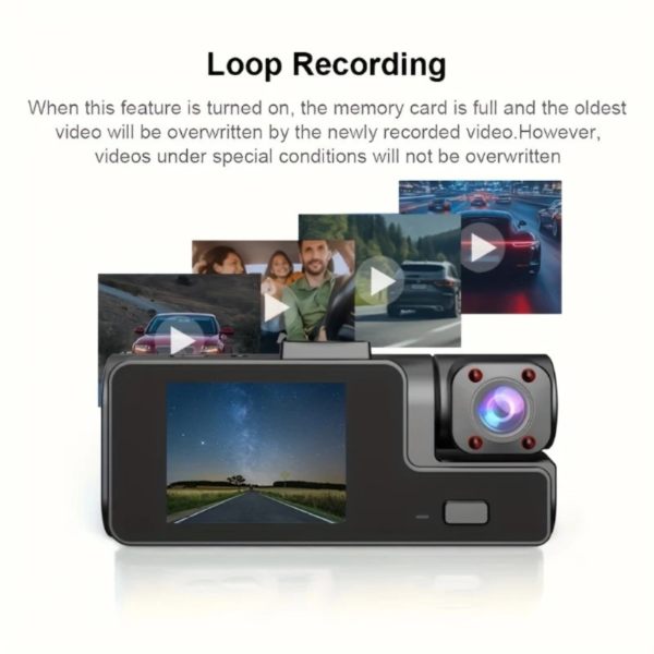 1080P HD ZKCAMSPY Dash Cam - 170° Wide Angle, Night Vision, G-Sensor, Loop Recording, and Motion Detection for Cars - Image 3