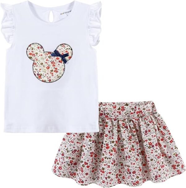 Mud Kingdom Girls Outfits Cute Cartoon Polka Dots Summer Holiday Clothes Sets