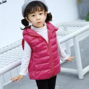 Boys Girls Winter Hooded Puffer Vest Kids Lightweight Sleeveless Puffer Jacket Packable Quilted Vest Padded Down Coat
