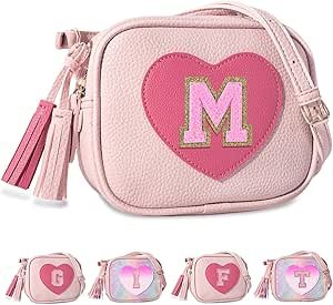 Birthday Gifts for 2 3 4 5 6 7 8 9 10 Year Old Girl,Cute Little Girl Purse Toddler Purse for Kids Wallet,Small Initial Shoulder Crossbody Bag,Personalized Christmas Gift for Daughter Baby(Pink,M)