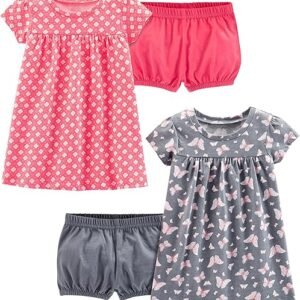 Simple Joys by Carter's Girls' 2-Pack Short-Sleeve and Sleeveless Dress Sets