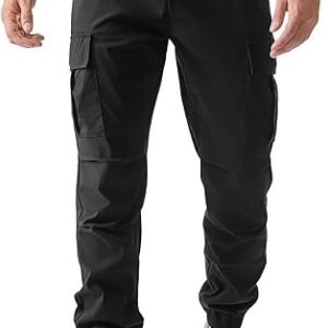 JMIERR Mens Cargo Pants Drawstring Casual Tapered Joggers Workout Athletic Pants Stretch Trousers with Pockets