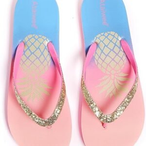 Ataiwee Girl's Flip Flops, Comfortable Pool Beach Printed Thong Sandals for Little/Big Children.