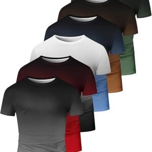 Men's T-Shirt Short Sleeve Gradient Color Crewneck Tee Casual Summer Top
