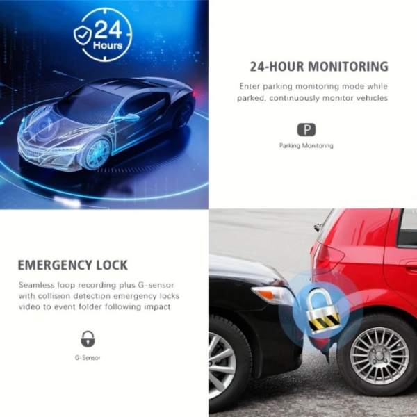 1080P HD ZKCAMSPY Dash Cam - 170° Wide Angle, Night Vision, G-Sensor, Loop Recording, and Motion Detection for Cars - Image 2