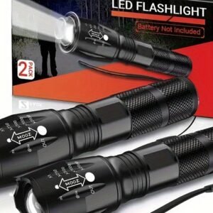 YZONI Tactical Flashlight] 2 Pack YZONI LED Flashlight - Zoomable, Portable, Handheld, Tactical,