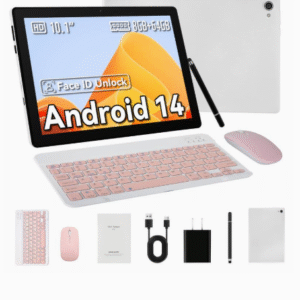 ANMESC 2-in-1 Touchscreen Tablet With Wireless Keyboard, Android 14, Octa-core, 10-inch