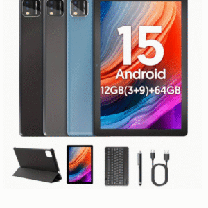 inch Android 15 Tablet with Quad-Core CPU, 12GB RAM (3+9) & 64GB eMMC (Expandable to