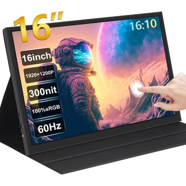 Portable Touch Monitor with Astronaut & Cosmic Design - 1920x1200P, 100% sRGB, 60Hz