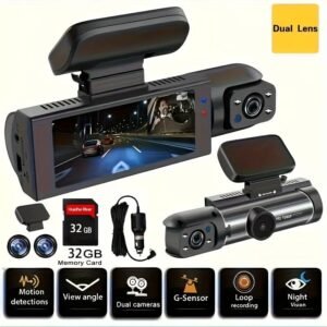 New Upgraded 1080P Dual Camera Dash Cam for Cars with IR Night Vision, Loop Recording