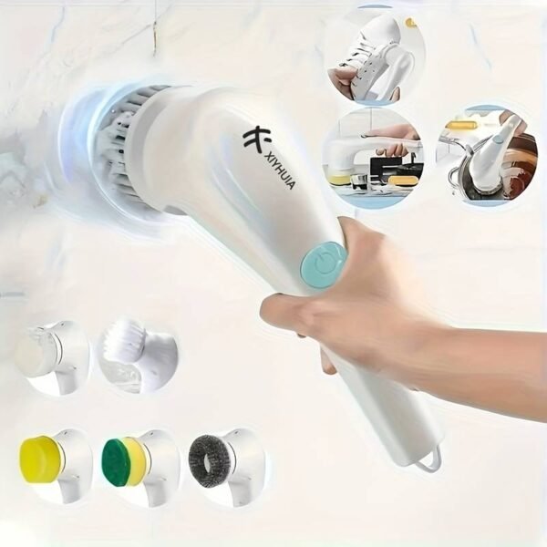 [5-in-1 Cleaning Brush] 1 Set Rechargeable Electric Cleaning Brush | 5 Interchangeable Heads,