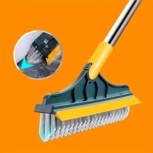 Adjustable Long Handle Cleaning Brush - 1pc with Angled Bristles & Built-In Glass Cleaner